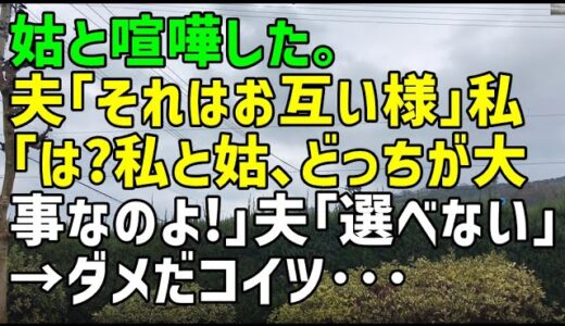 【スカッとひろゆき】姑と喧嘩した。夫「それはお互い様」私「は？私と姑、どっちが大事なのよ！」夫「選べない」→ダメだコイツ・・・