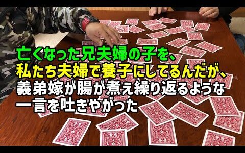 【スカッとひろゆき】亡くなった兄夫婦の子を、私たち夫婦で養子にしてるんだが、義弟嫁が腸が煮え繰り返るような一言を吐きやがった