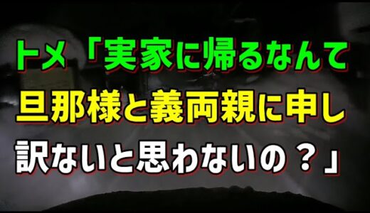 【スカッとひろゆき】トメ「実家に帰るなんて旦那様と義両親に申し訳ないと思わないの？」