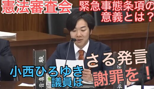 小西ひろゆき議員の「サル」等不適切発言はきちんと謝罪を！緊急事態条項の意義とは？＞憲法審査会（2023/04/05)