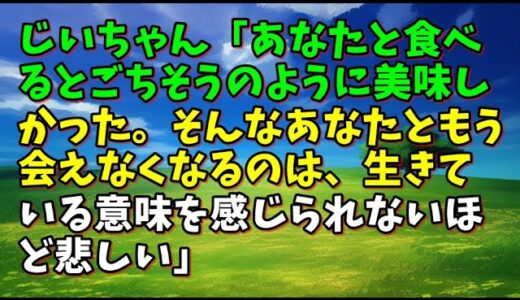 【スカッとひろゆき】じいちゃん「あなたと食べるとごちそうのように美味しかった。そんなあなたともう会えなくなるのは、生きている意味を感じられないほど悲しい」