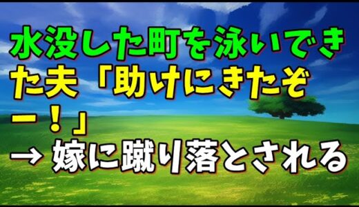 【スカッとひろゆき】水没した町を泳いできた夫「助けにきたぞー！」 → 嫁に蹴り落とされる