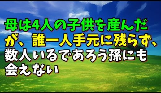 【スカッとひろゆき】母は4人の子供を産んだが、誰一人手元に残らず、数人いるであろう孫にも会えない