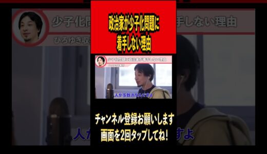 政治家が少子化に着手しない理由【ひろゆき切り抜き】#ひろゆき #ひろゆき切り抜き #切り抜き#雑学 #時事#政治#少子化 #政治家 #youtube #youtuber#shorts